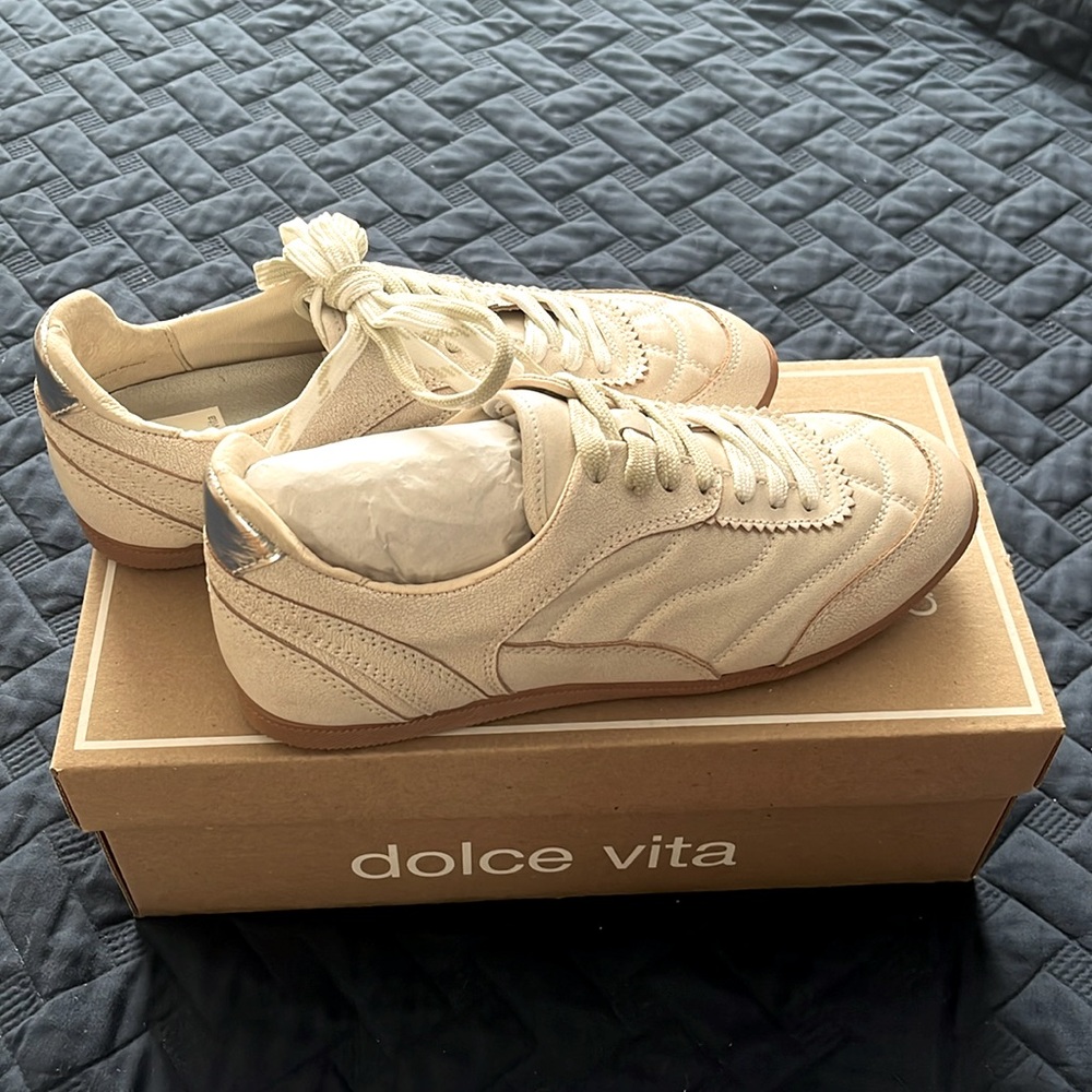 Dolce Vita Cream/Tan Suede Sneakers. Never Worn